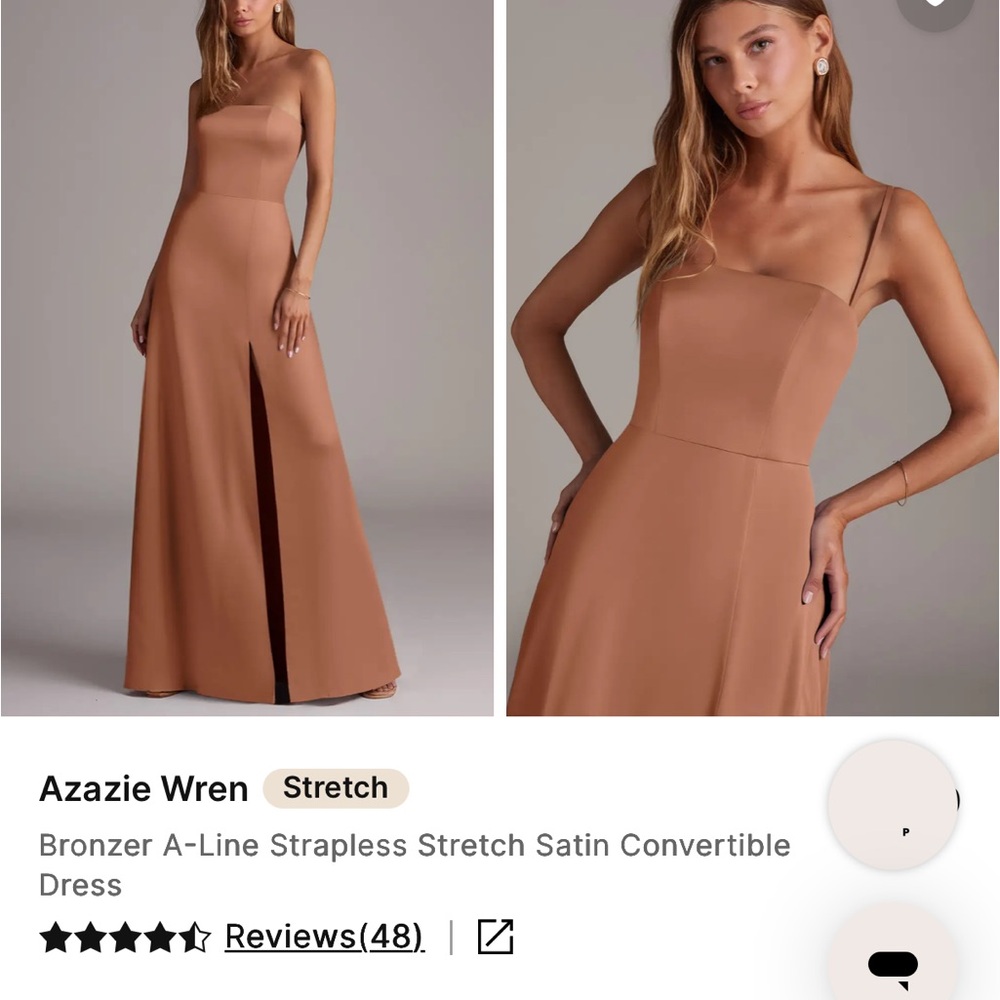 Azazie Strapless Satin Dress in Bronzer